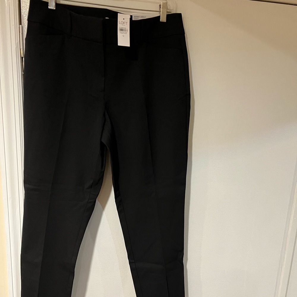 Loft Curvy Skinny Sz 12 Black Stretch Twill Pants